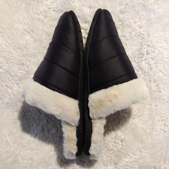 Vionic Josephine Black Orthopedic Arch Support Fur Indoor/Outdoor Slipper 9 - Picture 2 of 9